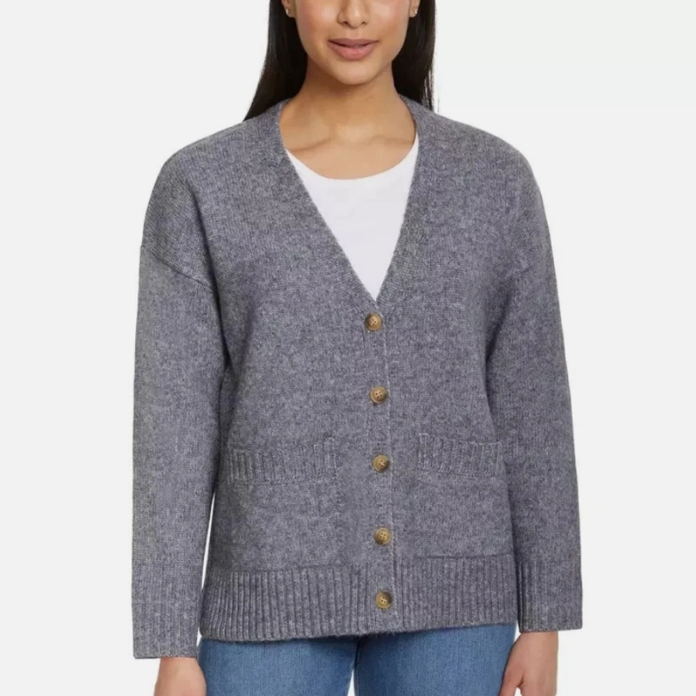 Ella Moss Charcoal Button Up Knit Cardigan Size: XL